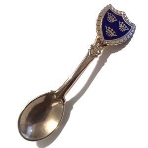 Vintage Three Crown Enamel Spoon Pin Brooch